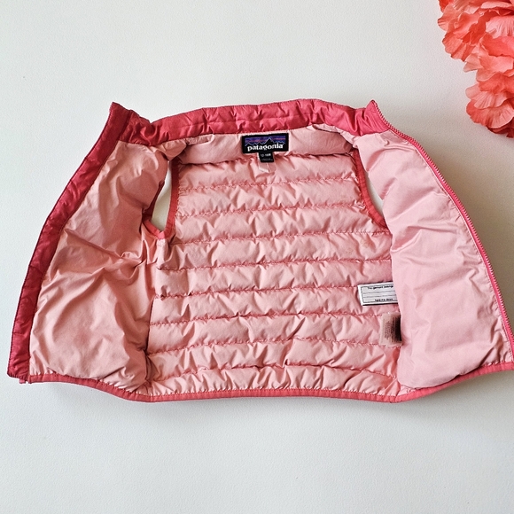 🌸 Patagonia Baby Down Sweater Vest Pink 12–18M Recycled Down Puffer - Picture 5 of 11